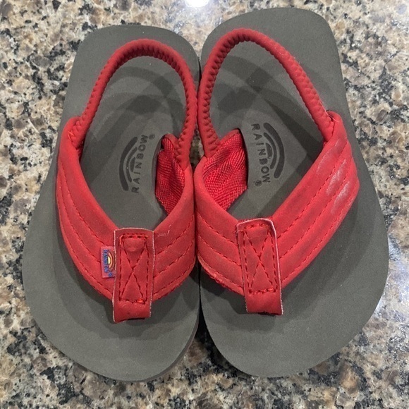 Toddler Rainbow Flip-flops w/detachable strap Size 7/8 GUC - Picture 1 of 10